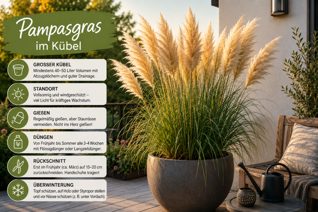 Pampasgras im Kübel: Pflege, Tipps und Überwinterung